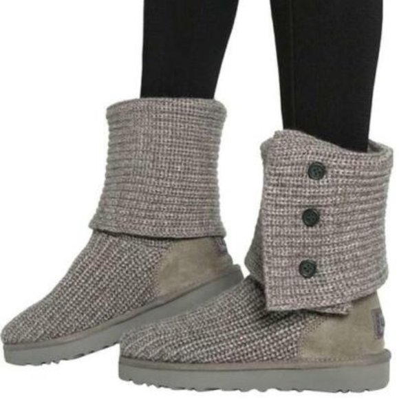 UGG Shoes - UGG AUSTRALIA Classic Cardy Sweater Knit Gray Pull on Boots 5819 Women's Sz 8